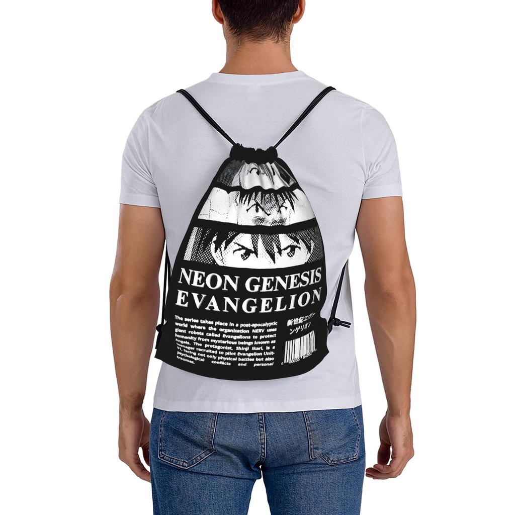 Custom EVA Evangelions Drawstring Bags for Training Yoga Backpacks Women Men Manga Sports Gym Sackpack