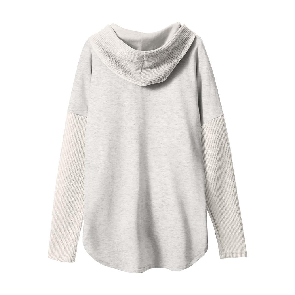 Women's Casual Splicing Long Sleeve Cardigan Hooded Sweatshirt Jacket With Pockets