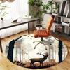 1pc Deer Forest Round Chair Mat Office Area Rug - Non-Slip, Floor Mat for Office, Bedroom, Ideal Home Decor Gift C0112017
