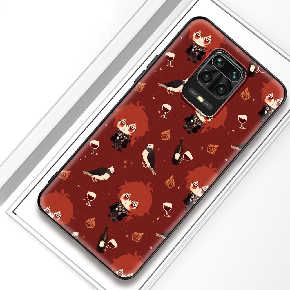 Kreslený silikonový kryt na telefon Genshin Impact pro Xiaomi Redmi Note 10 9S 9 8 Pro 8T 8A 9A 9C 7 7A K40 Měkký kryt Coque Funda