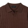 HERVINO Soft Cable Open Collar Muscle Knit [Brown]