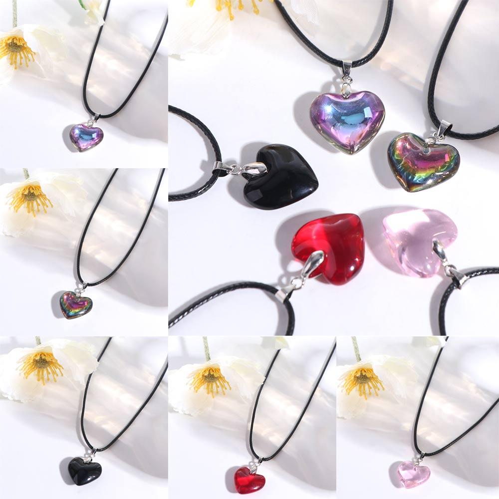 Punk Heart Crystal Necklace Vintage Heart Necklaces Choker Red Heart Pendant Friends Gift