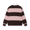 Fila Striped Knitted College Style Long Sleeve Polo Shirt Women Tops Coffee-Brown F11W519219FBN