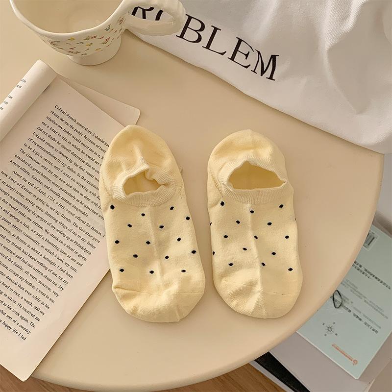Polka Dot Socks, Women's Invisible Boat Socks, Spring and Summer Thin, Low-top, Shallow, Non-falling Heel Short Stockings