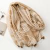 Bohemian Floral Geometric Printed Scarf Thin Breathable Tassel Shawl Windproof Head Wrap Sunscreen Travel Scarf for Women