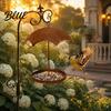 Retro Style Garden Bird Feeder Vintage Umbrella Shaped Feeder Rusty Hanging Wild with Rain‑Shade Canopy Patio Feeding Station Outdoor Metal Seeds