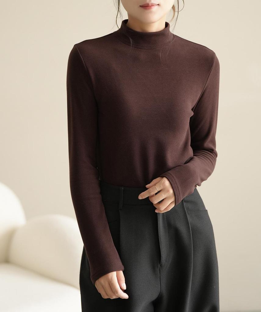 Women's Warm Long Sleeve Semi-High Collar Shirt - Autumn/Winter Style, Class A, 300g