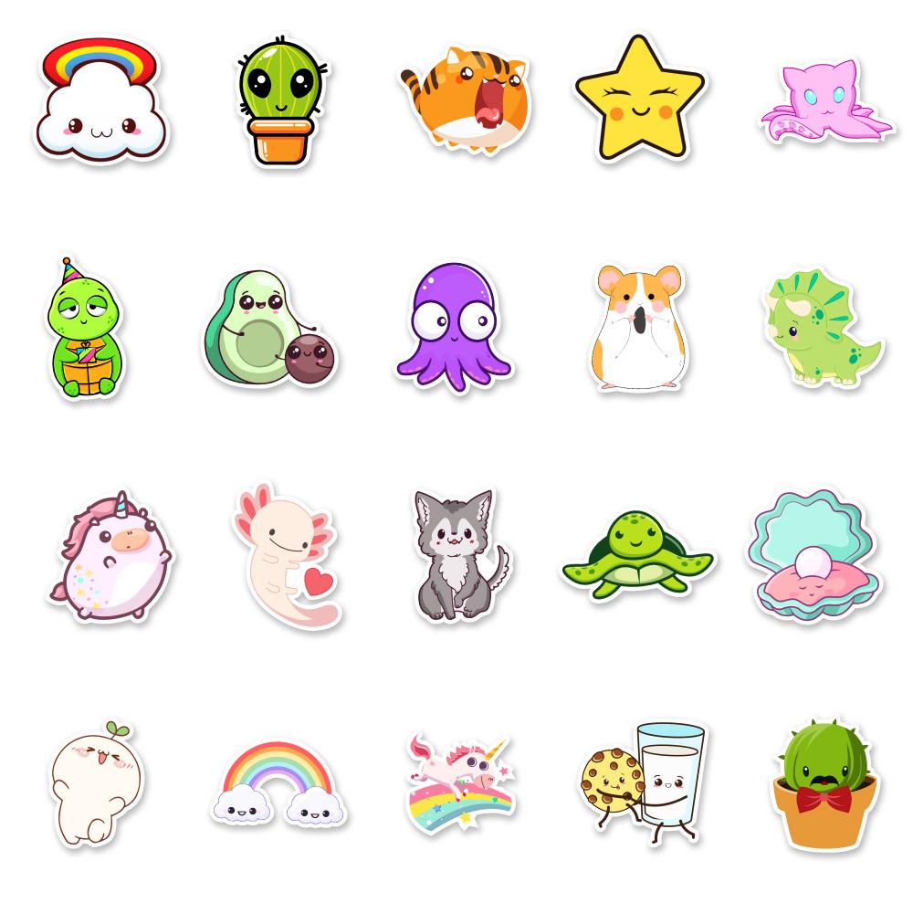 50 Cute Stickers Notebook Suitcase Skateboard Water Cup Car Doodle Decorative Stickers