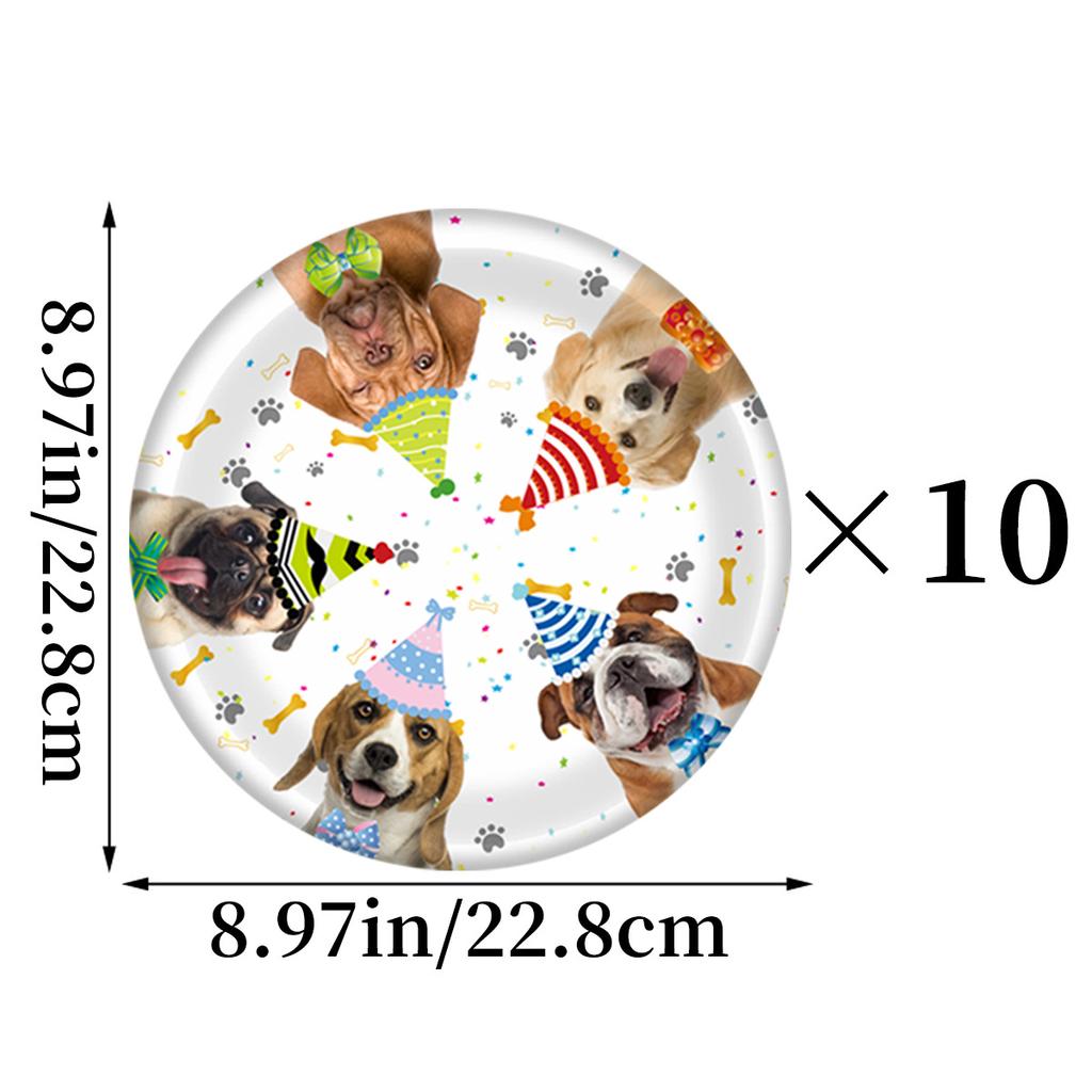 Pet Birthday Theme Party Decoration Dog Cartoon Flag Latte Paper Cup Plate