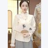 Women's Winter Velvet-Enhanced Qipao-Inspired Base Layer Shirt with Diagonal Lapel and Frog Buttons