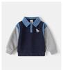 Frühlings- und Herbstkinderbekleidung 025 Neuer Jungenpullover Kinderärmeljacke Baby besticktes Revers-Oberteil
