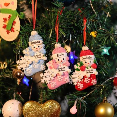 Snowman Theme First Christmas Ornament Keepsake Adorable Design Snowman Christmas Ornaments Newborn Christmas Ornament