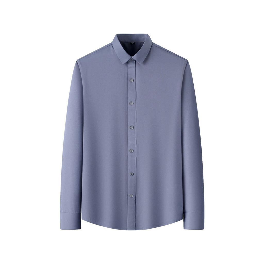 Men's Shirt Long Sleeve Fashion No Iron Business Casual Pure White