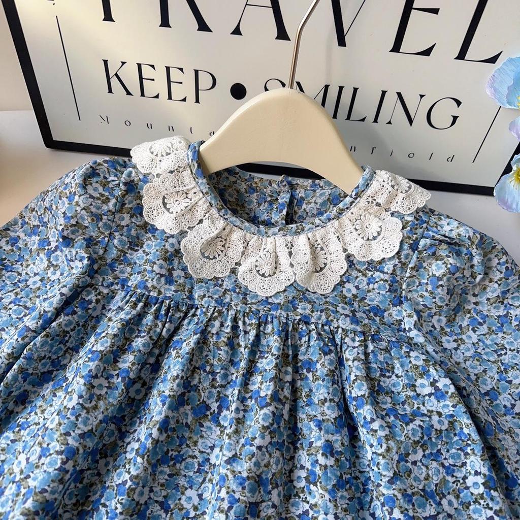 Französisches Blumenkleid für Mädchen - Herbst- & Frühjahrsmode ACB093