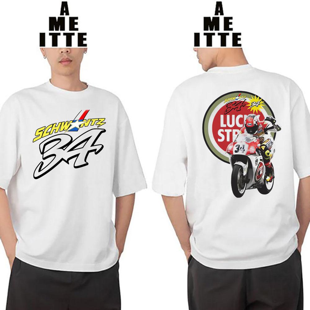 Kevin Schwantz 34 Gp Legend 1993 30th Tshirt Summer Unisex Short Sleeve Boy Adventure Sport White Tops Unisex Motorcycle Rider Tees