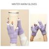 Knitted Touchable Screen Gloves Winter Full Finger Mittens Stretchy Warm Three Finger Exposed Gloves for Girls Teens