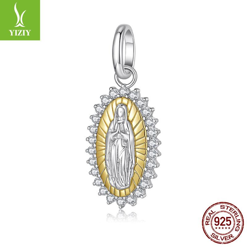 S925 Sterling Silver Virgin Of The Cross Pendant Accessories Personalized Diy Wings Bracelet Beaded