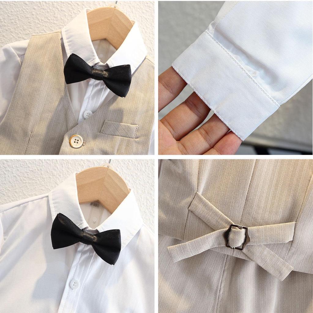 Jungen Dreiteiliger Festanzug mit Weste - Pageboy Geburtstagsoutfit