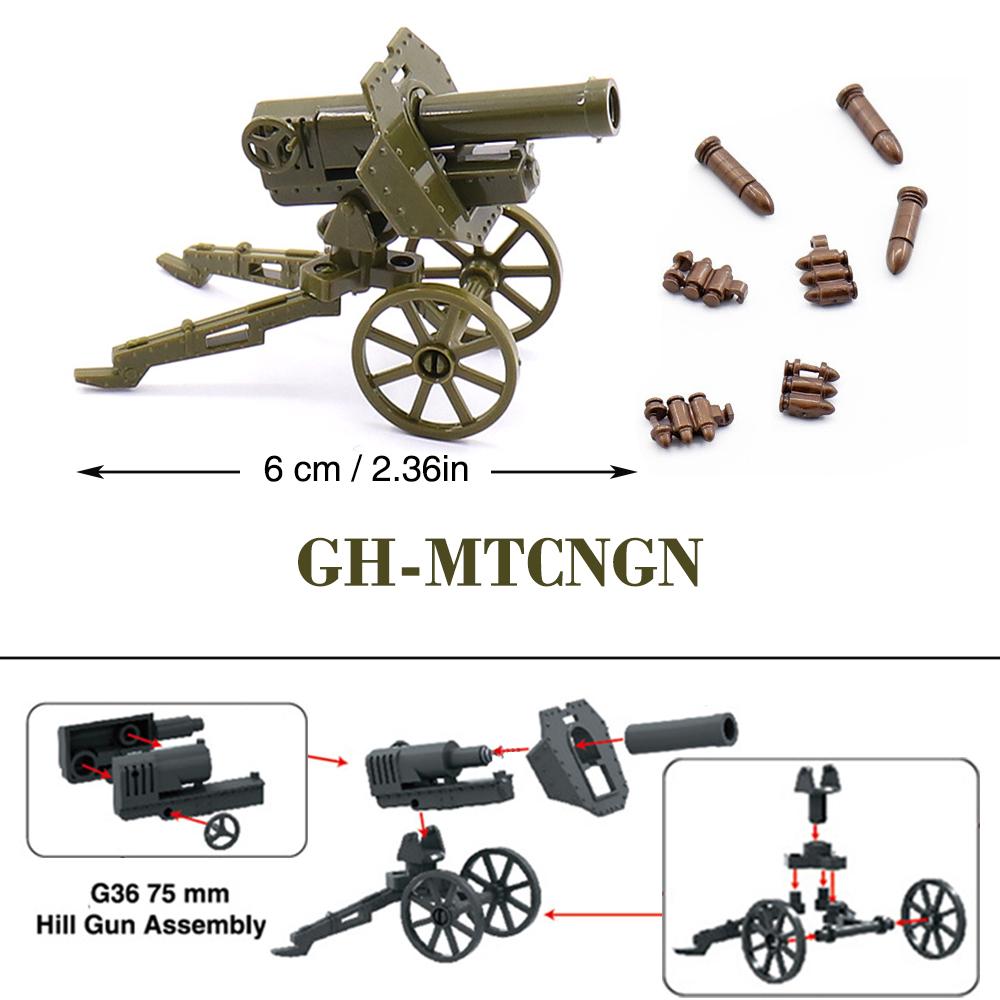 WW2 88mm Flak Gun Cannon Rocket Artillery Military Army War Weapons Soldier MOC Playmobil Scale Model Building Block Children Kid Toy