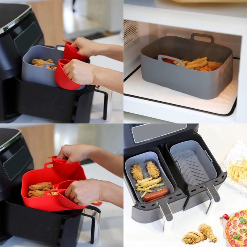 Replacement Baking Tray Air Fryer Silicone Liners Square Food Safe Non Stick Air Fryer Oven Basket Reusable Baking Tray