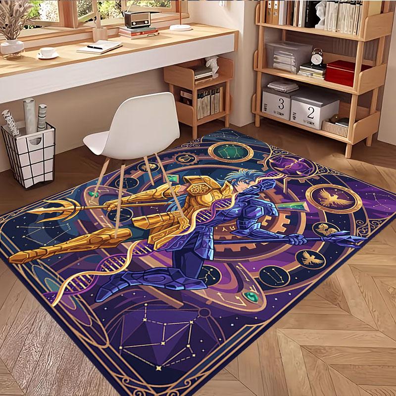 Saint Seiya Print Rug, Washable Floor Carpet, For Entryway Dorm Laundry Room Office Study, Home Decor Birthday Christmas Gift