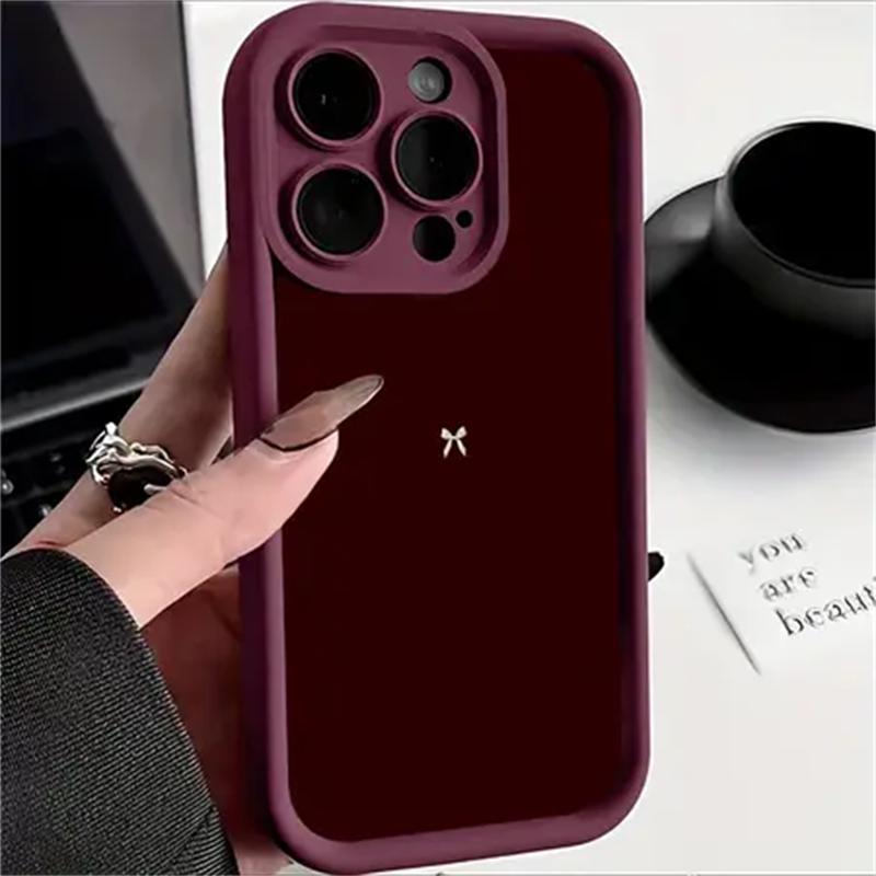 

Simple Wine Red Bow Phone Case For iPhone 17 16 15 14 13 17 Air Pro Max 11 12 Mini 16e 7 8 Plus SE2 Stylish Shockproof Soft Cove iPhone XS Max
