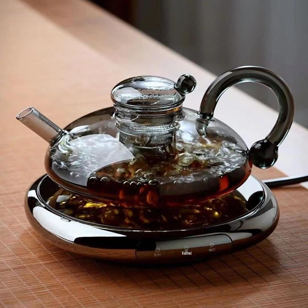 Sage Afternoon Tea Set: Heat-Resistant Glass Teapot with Fruit Tea and Emma's T0 Electric Ceramic Stove