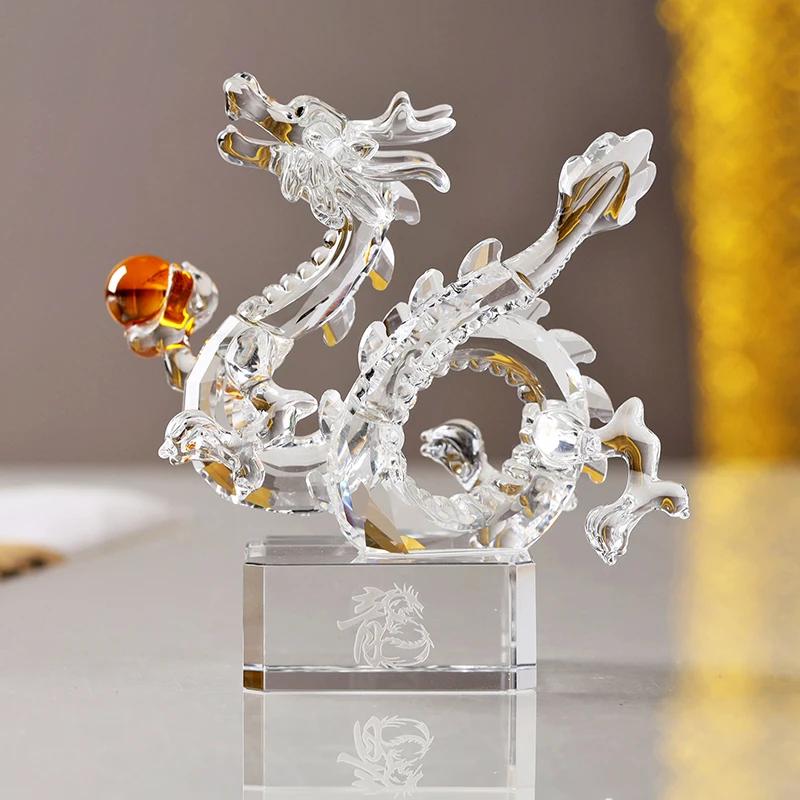 Crystal Flying Dragon Decoration Gift Box Christmas Gifts Living Room Office Desktop Home Decoration  Sculpture Handicrafts
