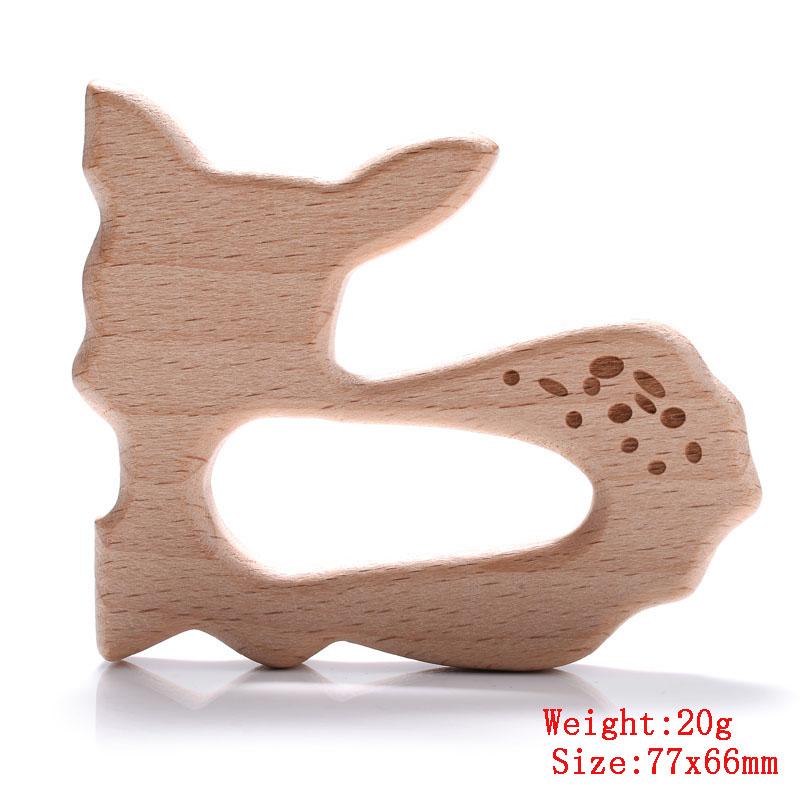 5Pcs/Lot Baby Pacifier Chain Chew Accessories Animal Shape Natural Beech Teething Wooden Teether Pendant Accessories