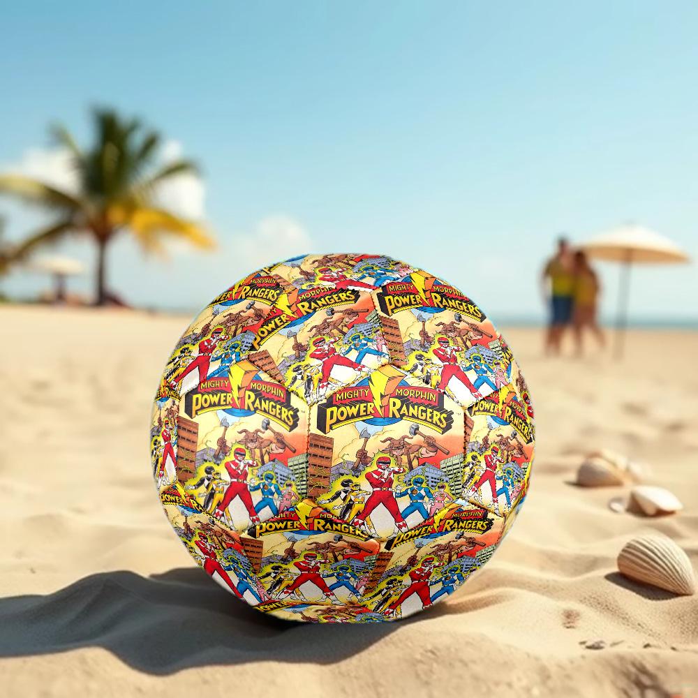 Mighty Morphin Power Rangers Print Size 5 Soccer Ball, Standard Match Football for Sports Game and Team Practice, Ideal Gift for Soccer Fans