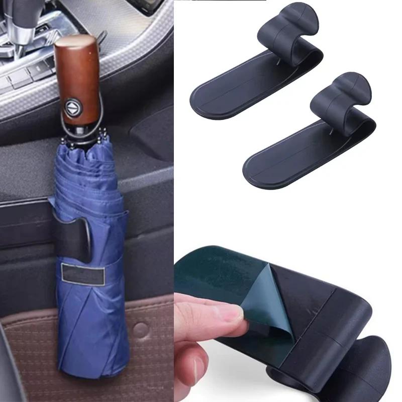 2Pcs Universal Stylish Car Umbrella Hook Holder Multifunction Adhesive Plastic Umbrella Holders Auto Interior Accessories