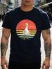 Vintage Retro Sunset White Duck Graphic Unisexs Short Sleeve T Shirt Farm Animal Crew Neck Soft Cotton Casual Outdoor Top For Unisex