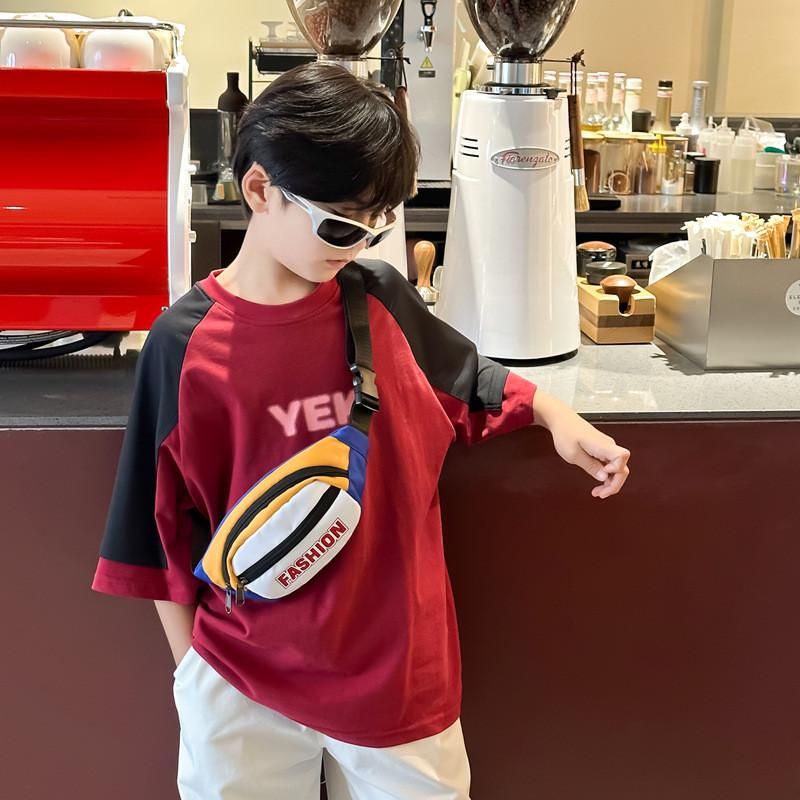 Trendy Korean Style Children's Crossbody Bag With Color Block Design For Kids