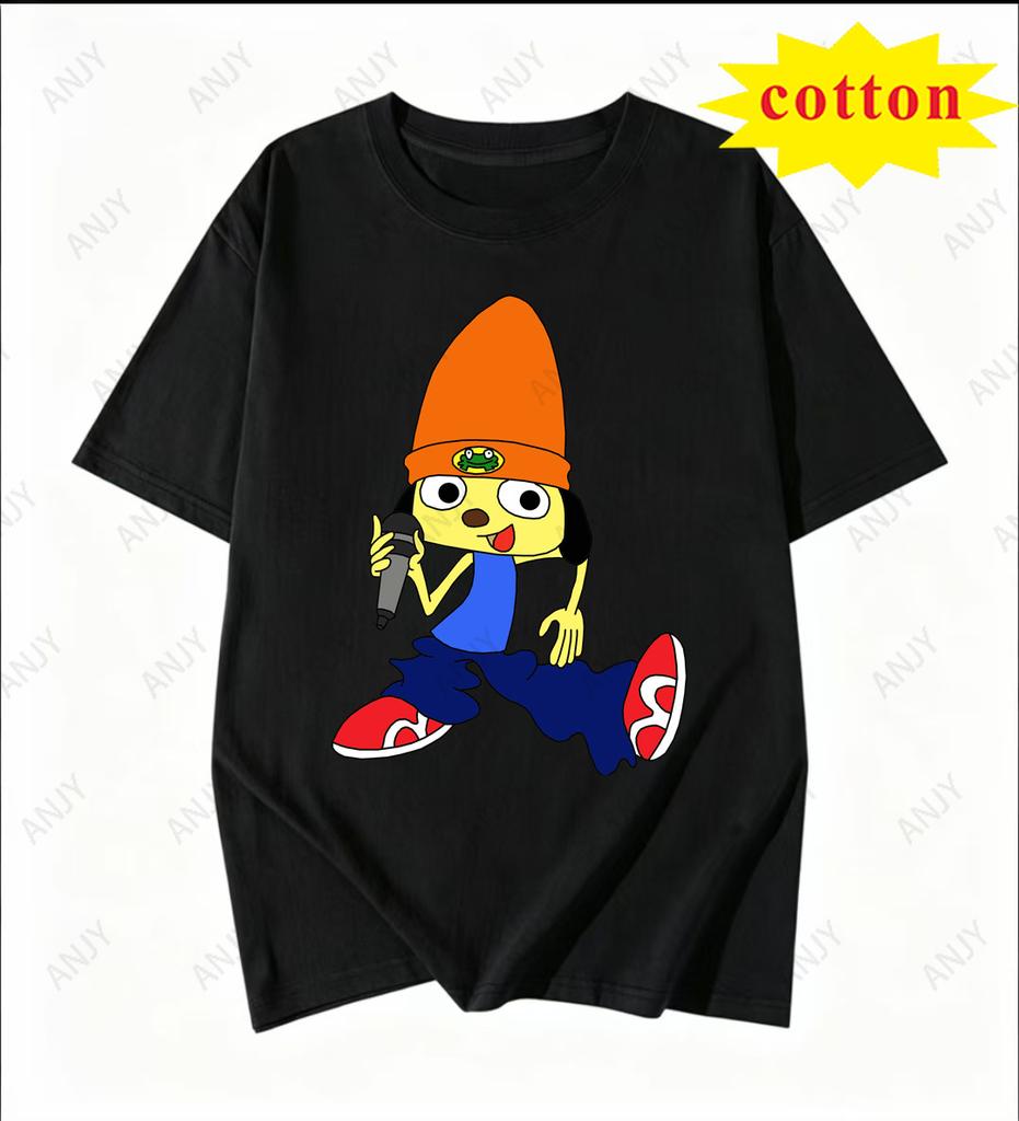 90s Rap Dog Parappa Print American Retro Loose Cotton Tshirt