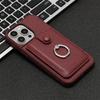 Leather With Cards Slot Phone Case For iPhone 16 15 14 13 12 Pro Max iPhone15 iPhone16 Plus Metal Ring Holder Wallet Back Cover