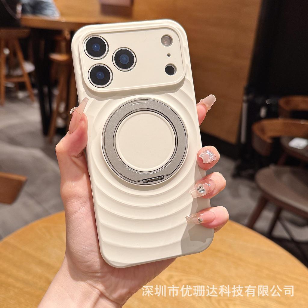 Applicable To iPhone11PROMAX Ripple Liquid Silicone Mobile Phone Case Apple 11 Rotating Magnetic Bracket Protective Case