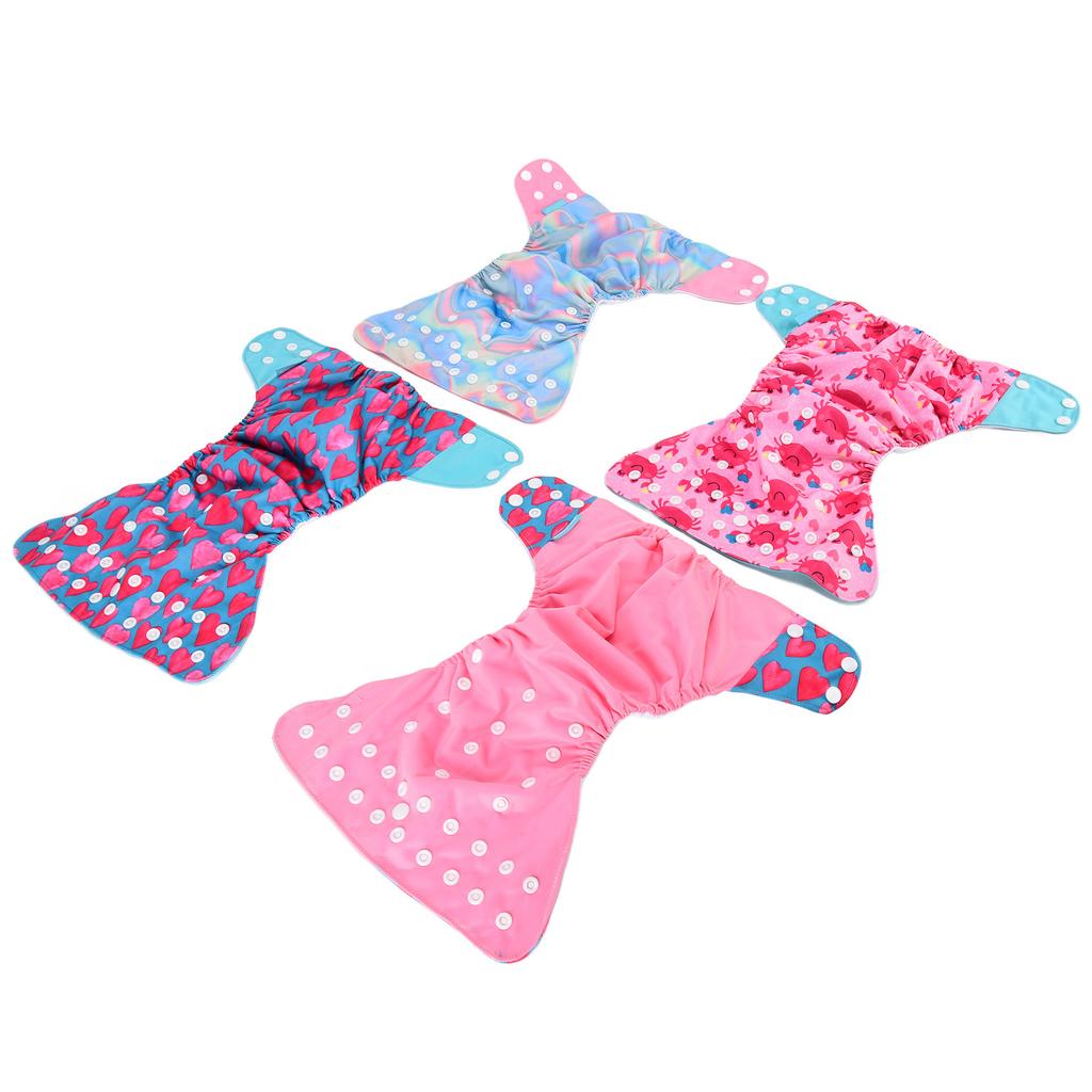 4Pcs Cloth Diaper One Size Adjustable Reusable Washable Waterproof Breathable Baby Training Pants