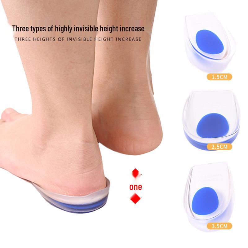 Silicone Heel Lift: Invisible Height-Boosting Insoles for Men & Women – Shock-Absorbing Sports Half Pad