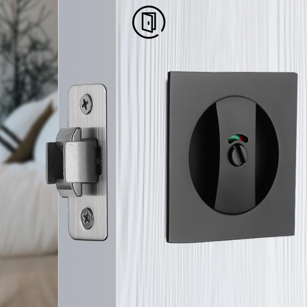 Sliding Door Lock Embedded Indicator Lock Kitchen Bathroom Sliding Door Double Hook Lock Wooden Door Cabinet Hook Lock Hardware
