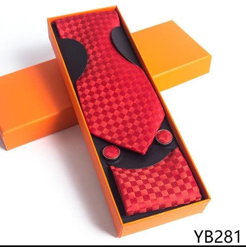 Herrenkrawatte mit quadratischer Manschette, Geschenkbox-Set, Business-Casual-Krawatte, Orange, Geschenkbox
