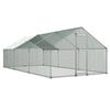 Metal Chicken Coop, 9.8x19.6x6.5 ft Large Walk-in Chicken Runs with Cover, Spire Roof Hen House Enclosure with Security Lock, Outdoor Duck Rabbit Cage