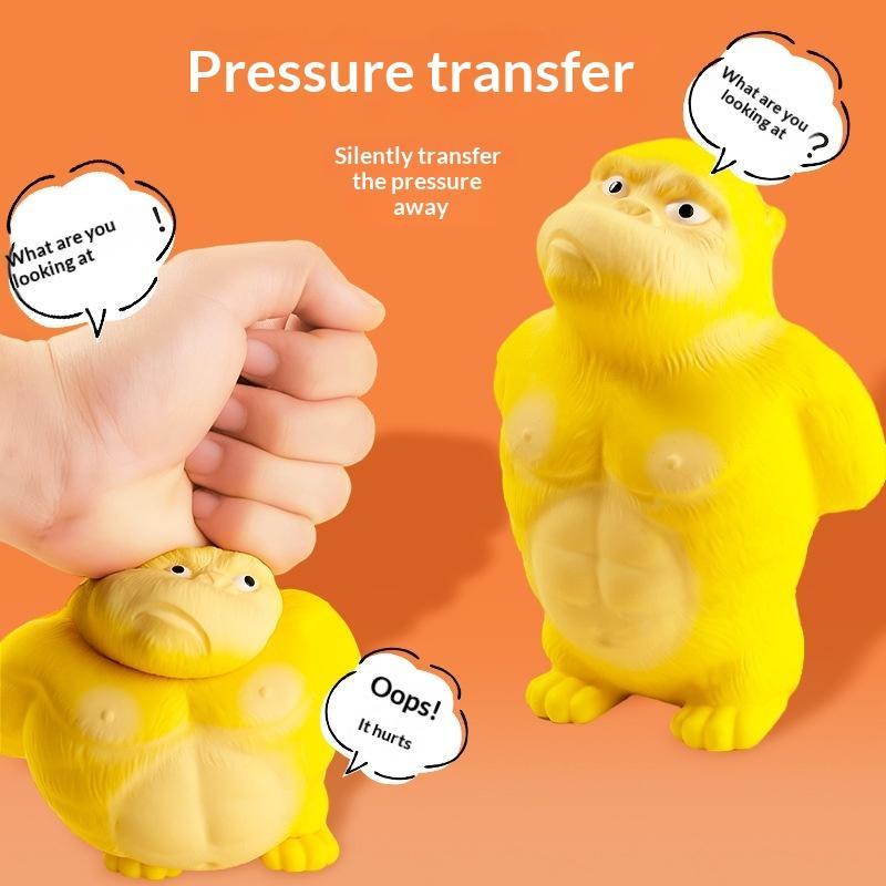 Yellow Squishy Gorilla Stress Relief Toy Soft Touch Slow Rebound For Office Home Decor Daily Play