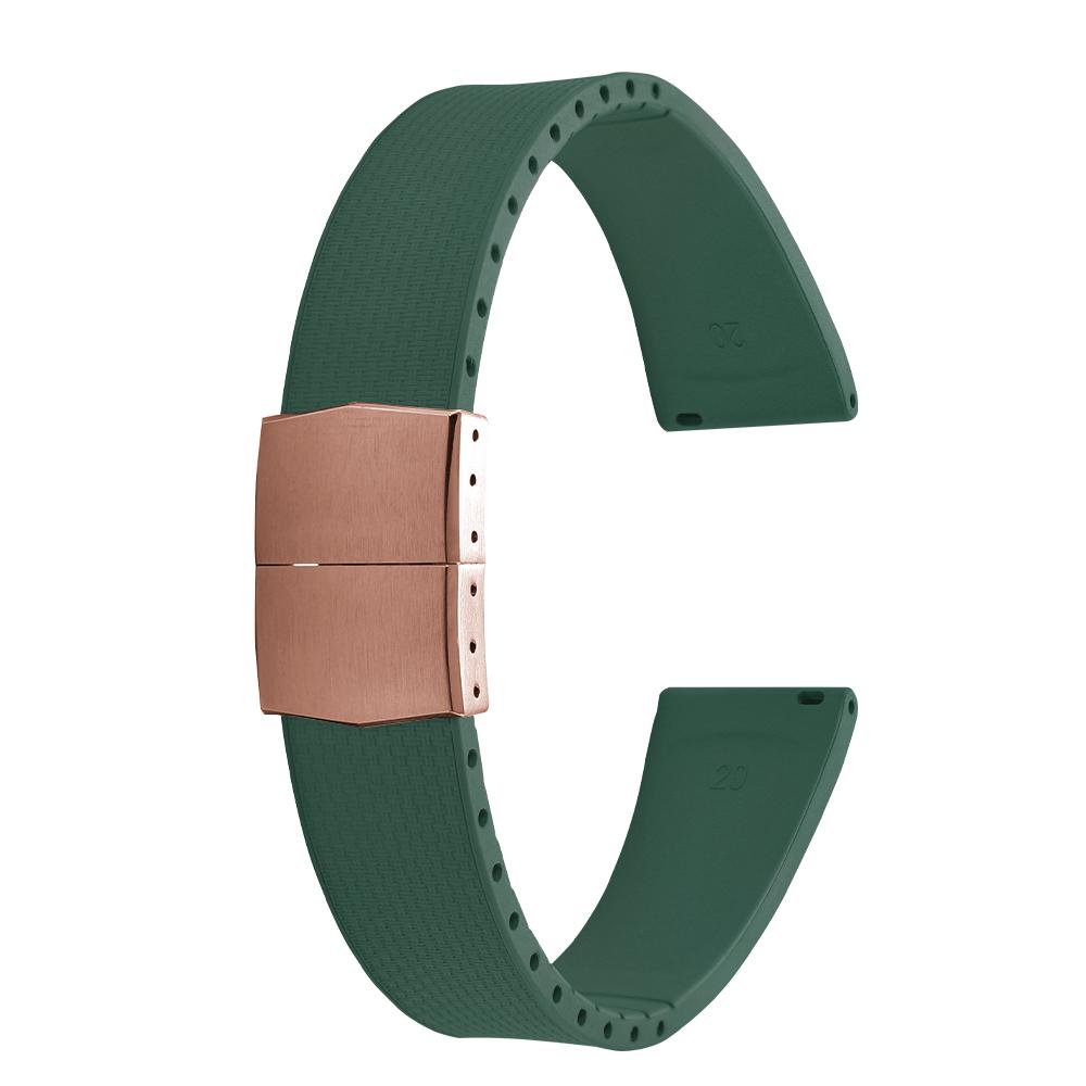 20mm Delugs CTS FKM Gummi Uhrenarmbänder mit 4 Farben Schmetterlingsschließe Einzigartige Textur Schnellverschluss Uhrenarmband für Markenuhr