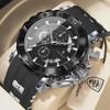 POEDAGAR Men's Silicone Band Sport Watch Chronograph Quartz Waterproof Luminous Hands Casual Wristwatch Male Gift