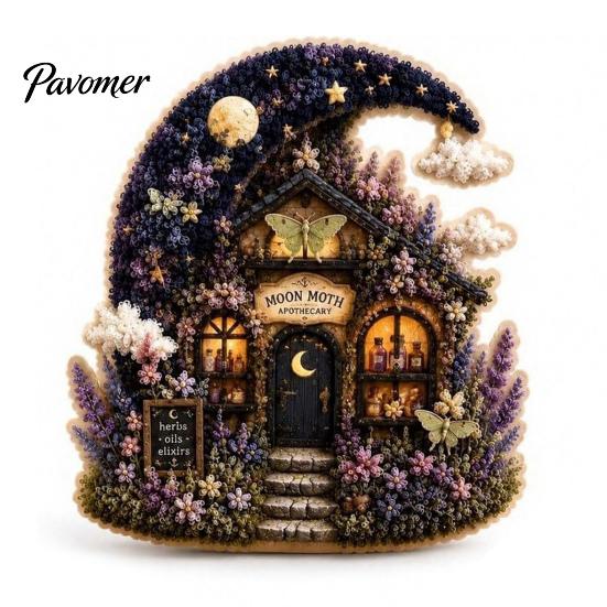 Miniature Village Making Set 3D House Theme Fabric Punch Needle Kit for Beginners & Adults, Complete DIY Healing Handmade Hobby Embroidery Kit,