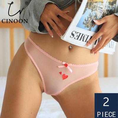 CINOON 2 sztuk/partia kobiety seksowna koronkowa bielizna pokusa majtki z niskim stanem serce Ins haft przezroczyste stringi bez szwu słodka bielizna