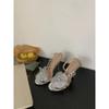Fashion Sexy Dreamy Flower Rhinestone Ankle Belt Buckle Thin High-heeled Shoes Peep Toe Back Strap Temperament Sliver Sandals