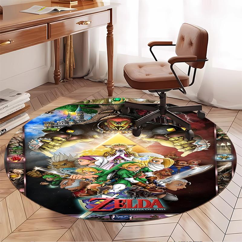 The Legend of Zelda Pattern Round Rug, Indoor/Outdoor Mat, for Picnic, Gameroom, Bedroom, Office, Living Room, Home Decor Carpet, Birthday Gift