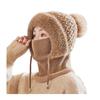 Knitting Hat Women Windproof Insulated Design Winter Hat with Plush Ball Unique Texture 3-in-1 Thickened Hat Face Guard Scarf