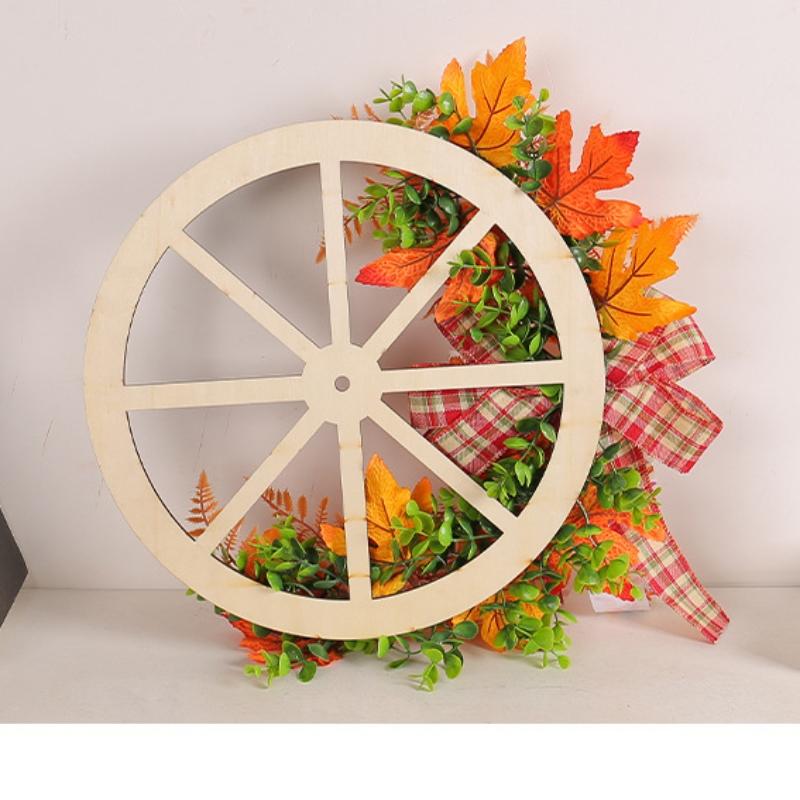 42cm Autumn decorative wreath, Harvest festival thanksgiving festival decor garland, front door hanging wreath, pumpkin Maple leaf artificial flowers